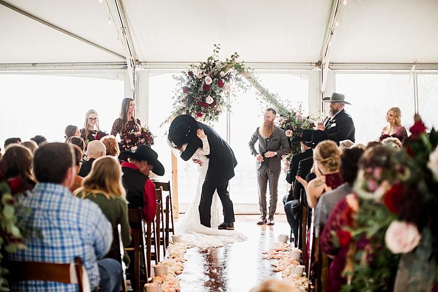 You may kiss the bride at this Arrington Vineyard wedding by Knoxville Wedding Photographer, Amanda May Photos.