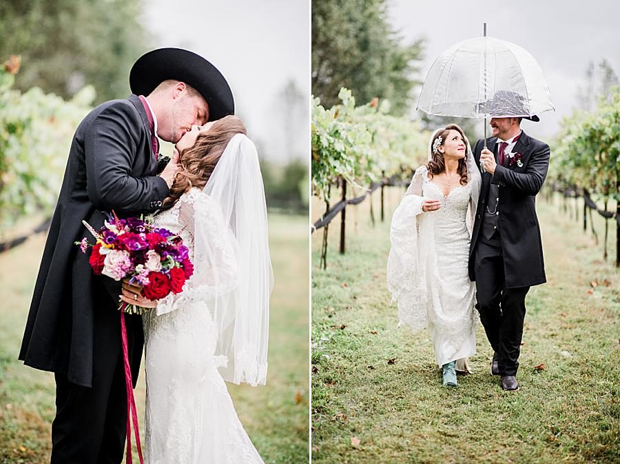 Clear umbrella at this Arrington Vineyard wedding by Knoxville Wedding Photographer, Amanda May Photos.