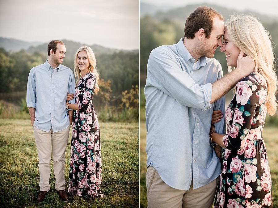 Hand on neck at this Family Farm Engagement Session by Knoxville Wedding Photographer, Amanda May Photos.