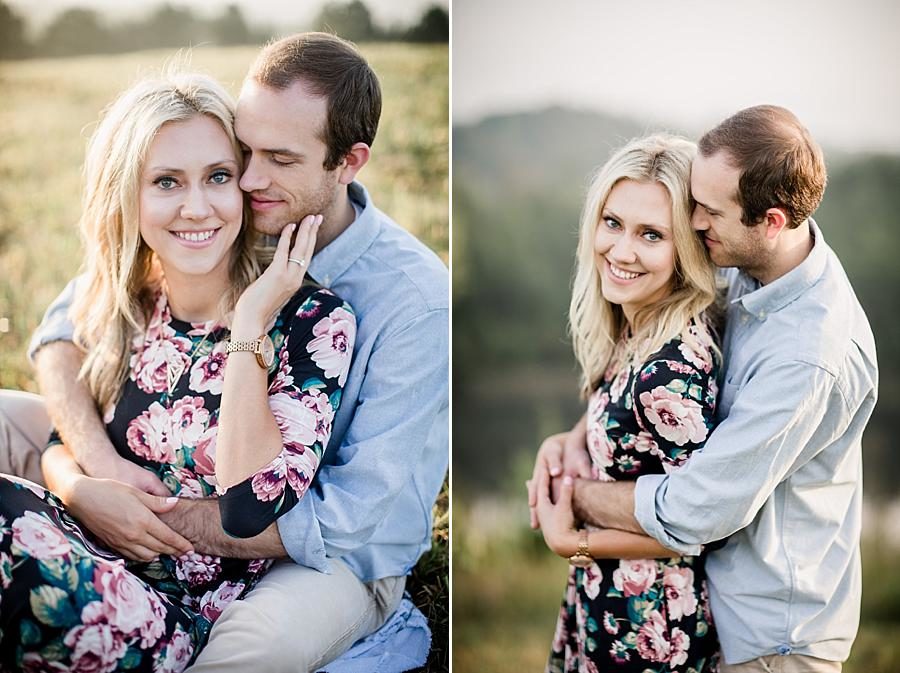 Hug from behind at this Family Farm Engagement Session by Knoxville Wedding Photographer, Amanda May Photos.
