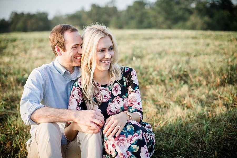 In the field at this Family Farm Engagement Session by Knoxville Wedding Photographer, Amanda May Photos.