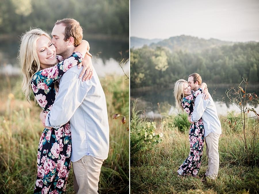 Kiss on the cheek at this Family Farm Engagement Session by Knoxville Wedding Photographer, Amanda May Photos.