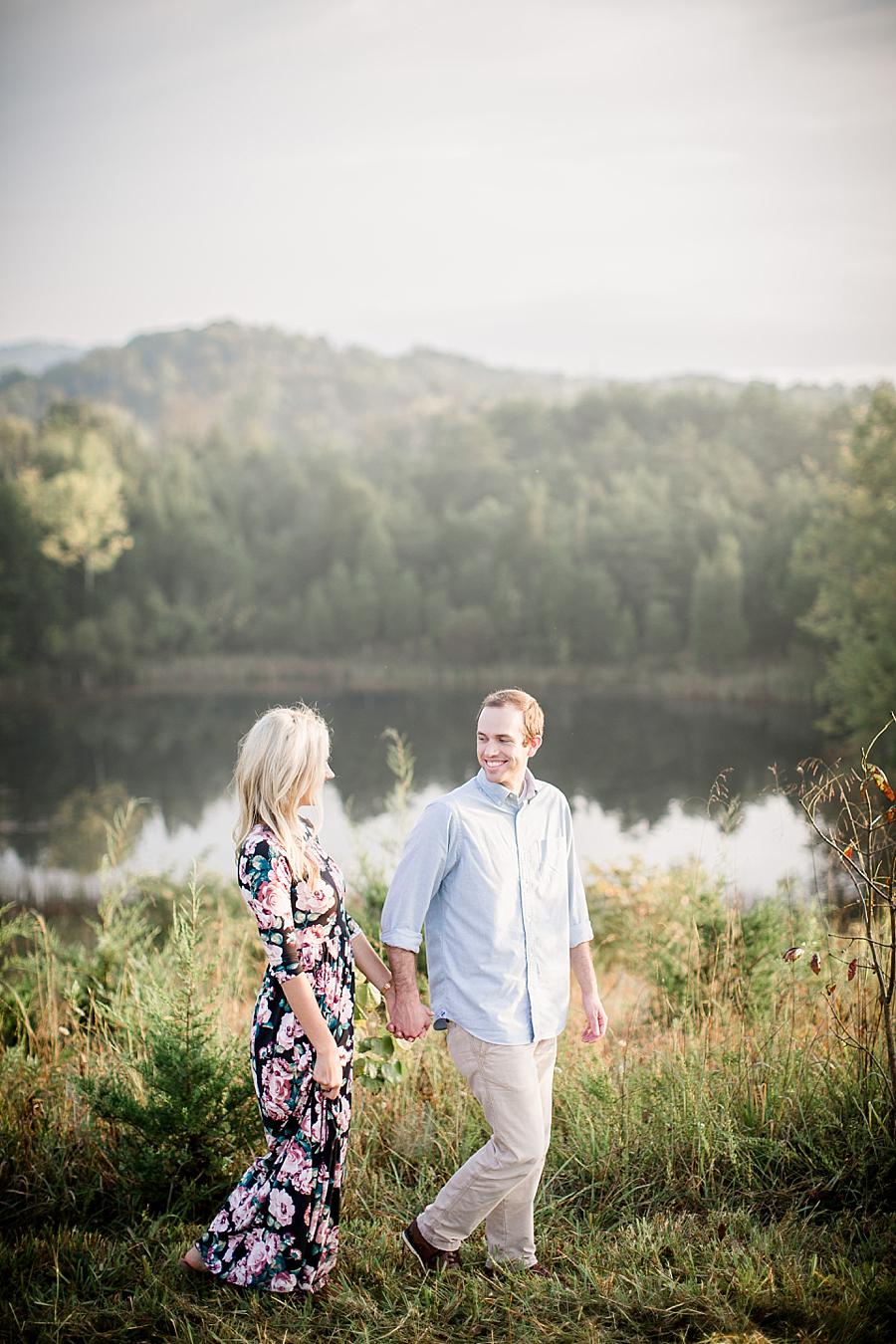 Floral maxi dress at this Family Farm Engagement Session by Knoxville Wedding Photographer, Amanda May Photos.