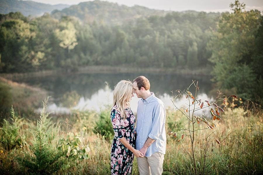 Large pond at this Family Farm Engagement Session by Knoxville Wedding Photographer, Amanda May Photos.