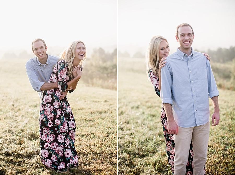 Playing around at this Family Farm Engagement Session by Knoxville Wedding Photographer, Amanda May Photos.