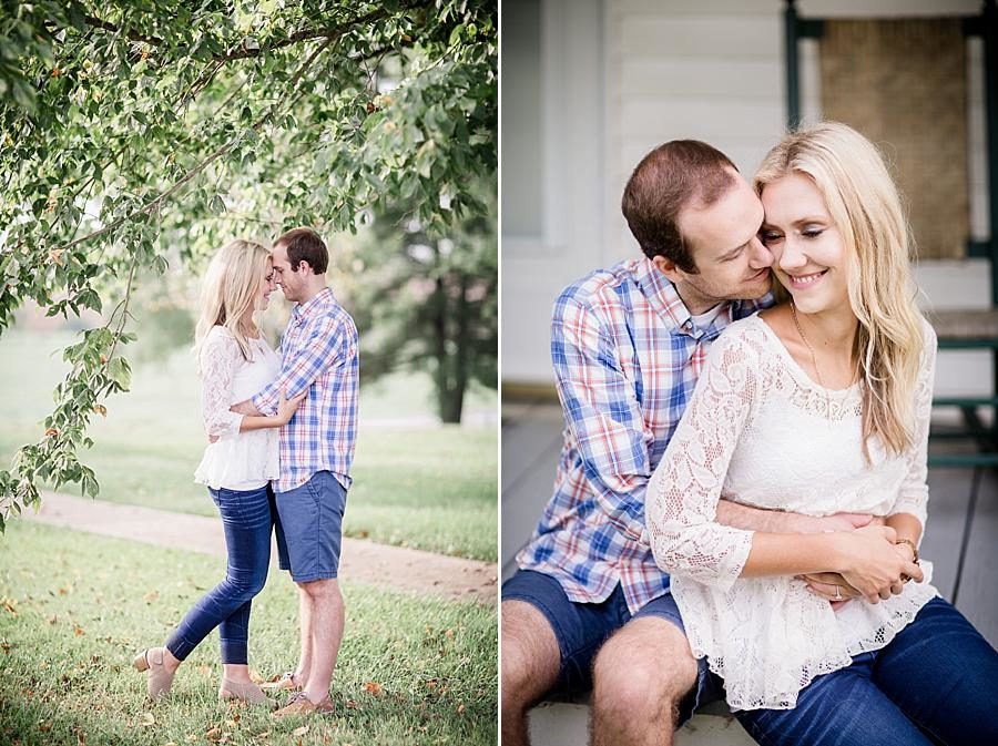 Under the tree at this Family Farm Engagement Session by Knoxville Wedding Photographer, Amanda May Photos.