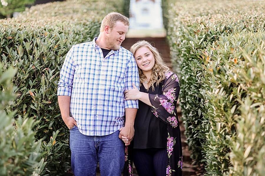 Head on shoulder at this Baxter Gardens Engagement by Knoxville Wedding Photographer, Amanda May Photos.