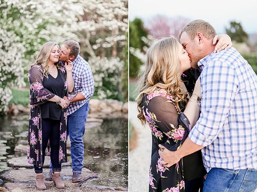 Kissing at this Baxter Gardens Engagement by Knoxville Wedding Photographer, Amanda May Photos.