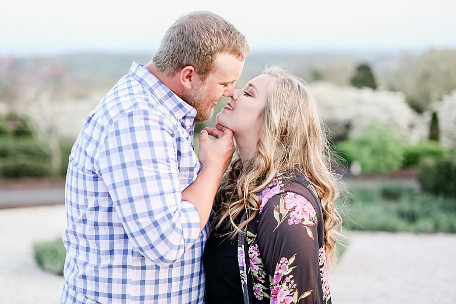 Hand under chin at this Baxter Gardens Engagement by Knoxville Wedding Photographer, Amanda May Photos.