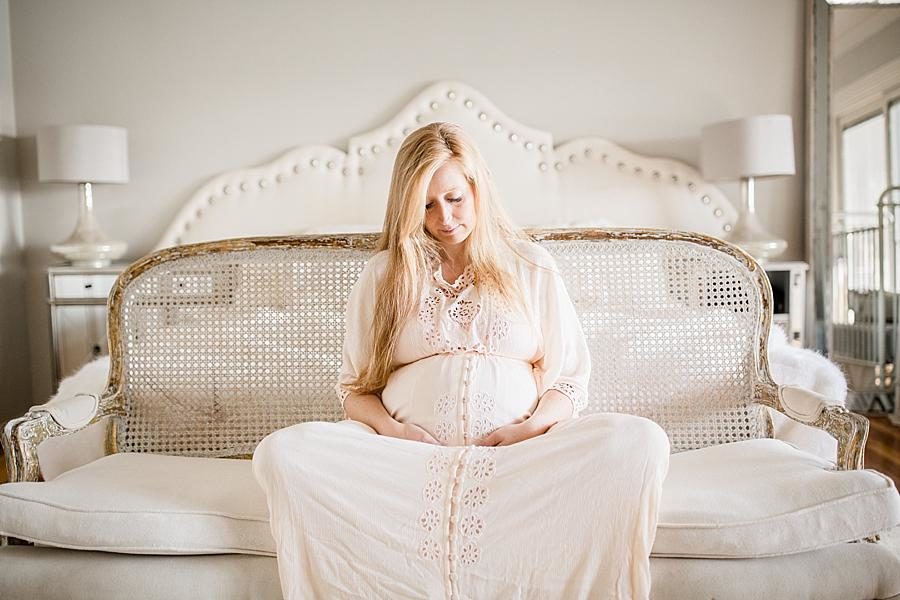Looking at the baby bump at this Lifestyle Maternity Session by Knoxville Wedding Photographer, Amanda May Photos.