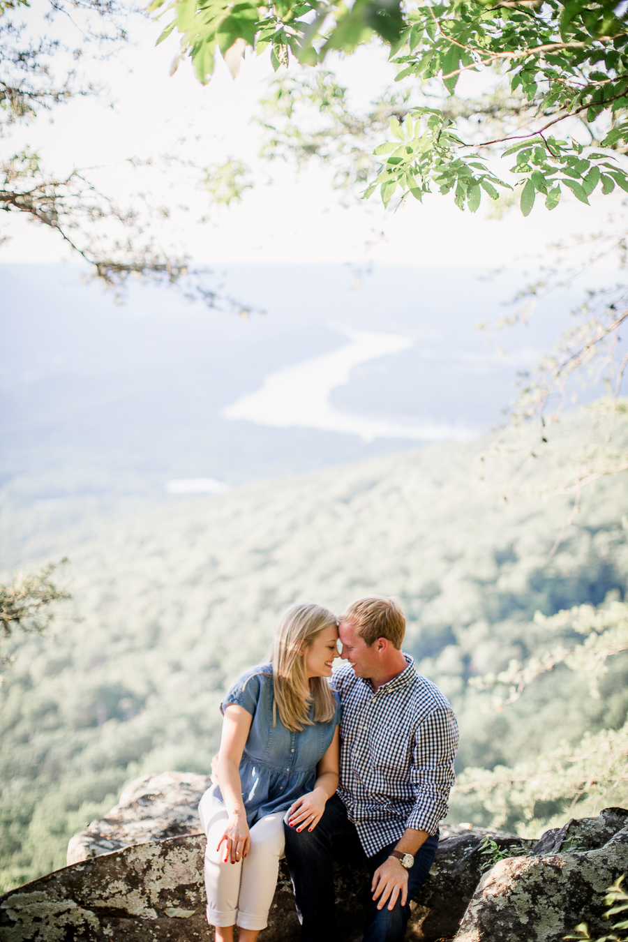 Forehead to forehead at Sunset Rock in Chattanooga by Knoxville Wedding Photographer Amanda May Photos.