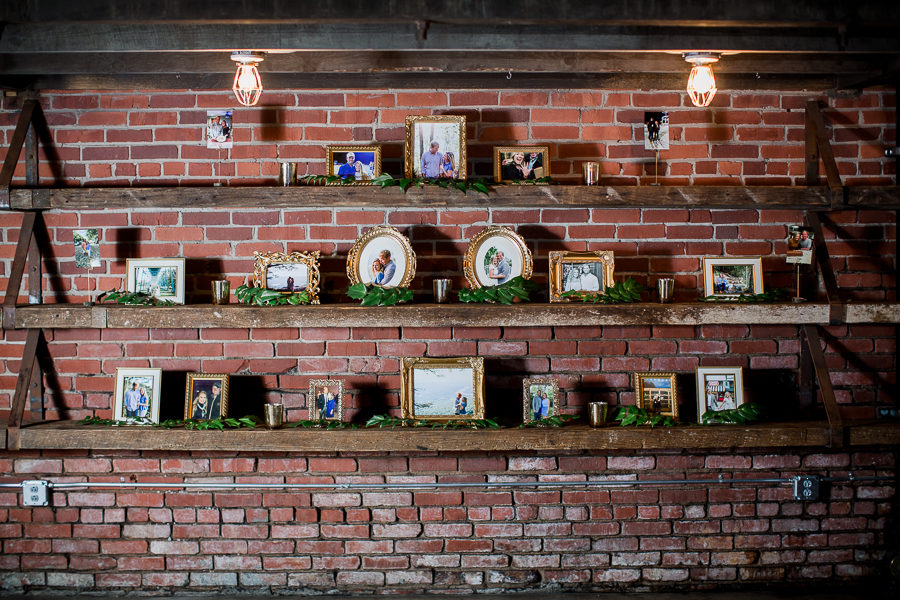 Detail shot of photos on wall at this wedding at The Standard by Knoxville Wedding Photographer, Amanda May Photos.