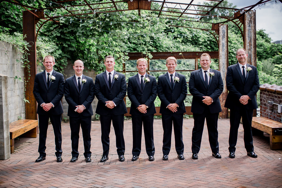 Groom with groomsmen at this wedding at The Standard by Knoxville Wedding Photographer, Amanda May Photos.