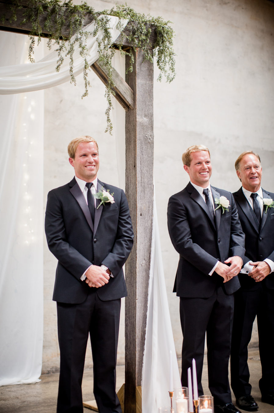 Groom waiting at the alter at this wedding at The Standard by Knoxville Wedding Photographer, Amanda May Photos.