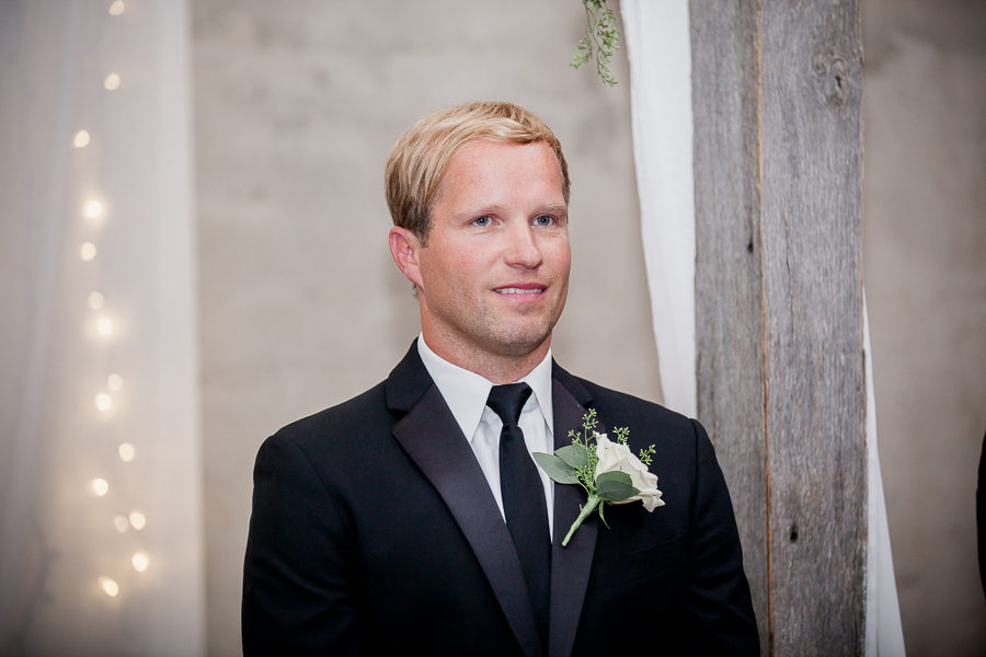 Close up of groom at this wedding at The Standard by Knoxville Wedding Photographer, Amanda May Photos.