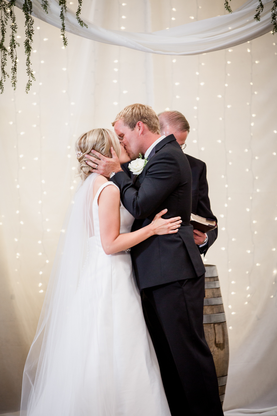 First kiss at this wedding at The Standard by Knoxville Wedding Photographer, Amanda May Photos.