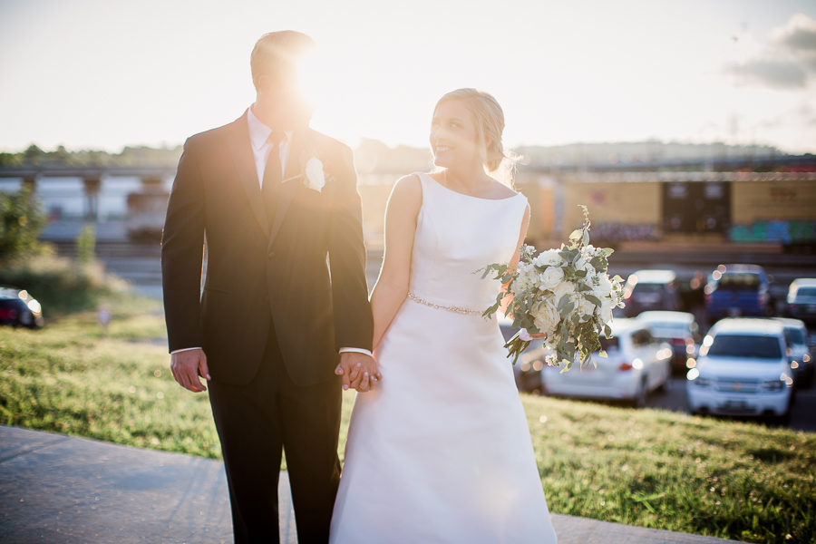 Sunset in between them outside at this wedding at The Standard by Knoxville Wedding Photographer, Amanda May Photos.
