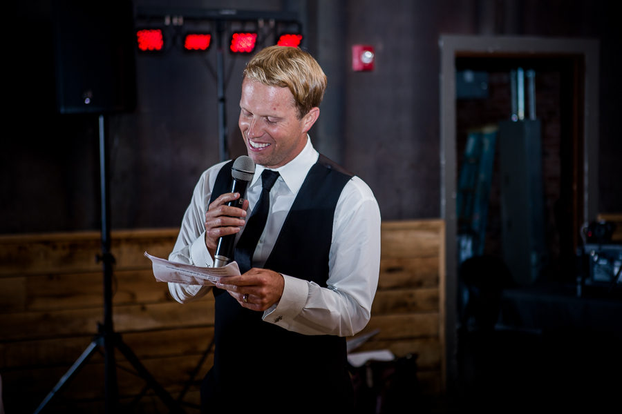 Best man speech at this wedding at The Standard by Knoxville Wedding Photographer, Amanda May Photos.