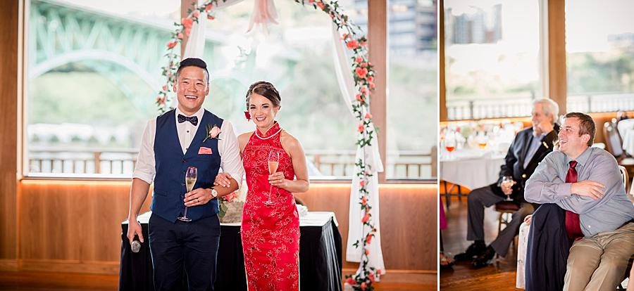 Champagne toast at this Calhoun's on the River Wedding by Knoxville Wedding Photographer, Amanda May Photos.