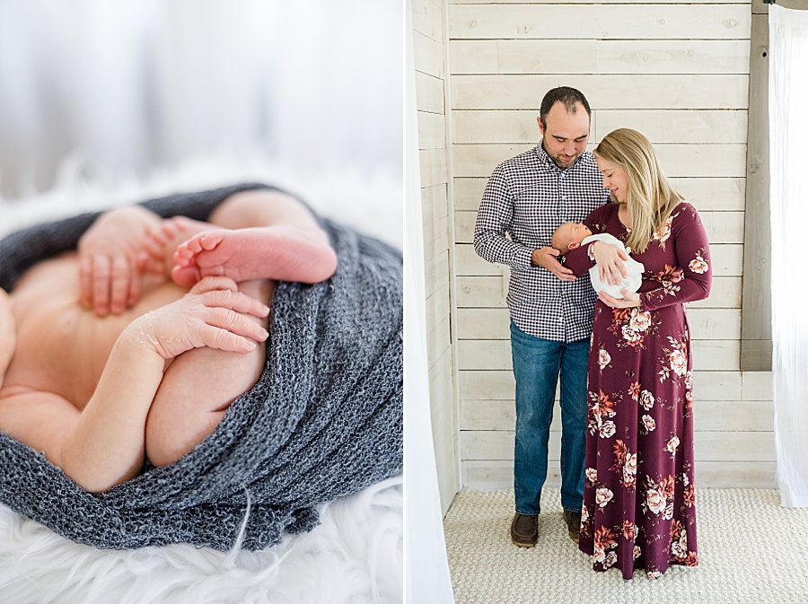 swaddled baby at this bright newborn session