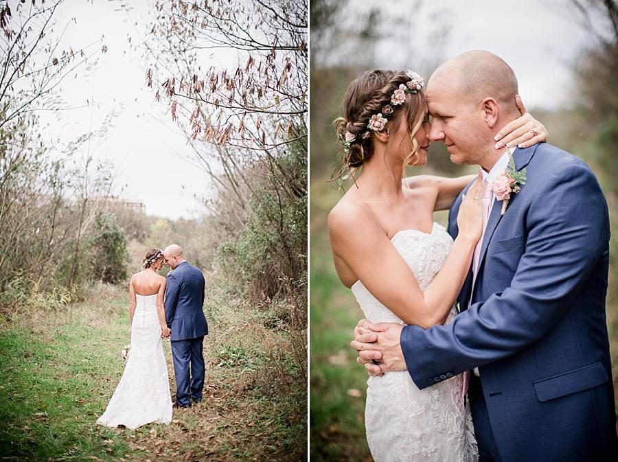 Bride and Groom's heads touching at this Alpine Village Wedding Chapel by Knoxville Wedding Photographer, Amanda May Photos.