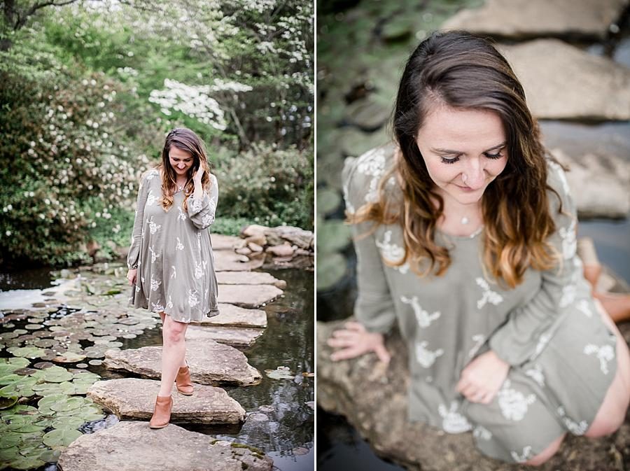 Stepping stones at this Baxter Gardens Head Shots by Knoxville Wedding Photographer, Amanda May Photos.