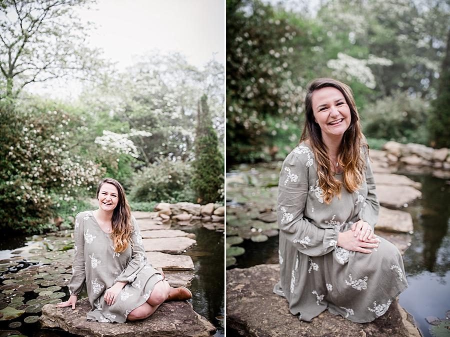 Sitting on the rocks at this Baxter Gardens Head Shots by Knoxville Wedding Photographer, Amanda May Photos.