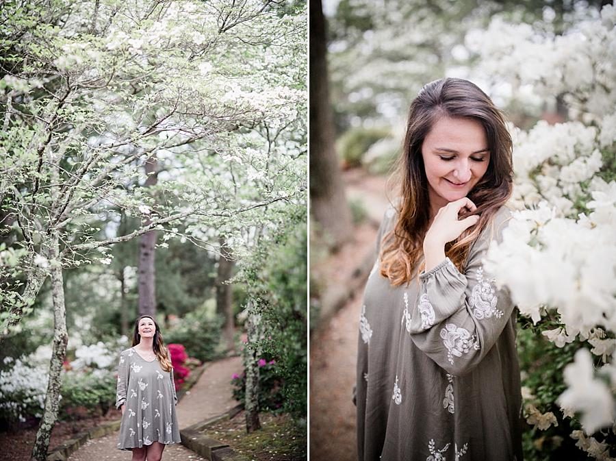 Under a dogwood at this Baxter Gardens Head Shots by Knoxville Wedding Photographer, Amanda May Photos.