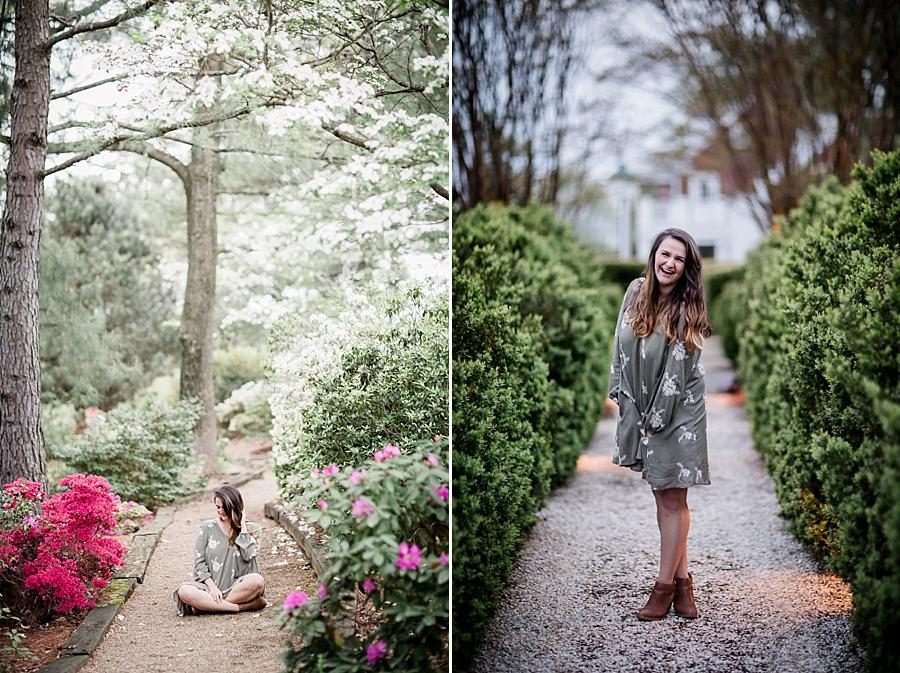 Sitting on the path at this Baxter Gardens Head Shots by Knoxville Wedding Photographer, Amanda May Photos.