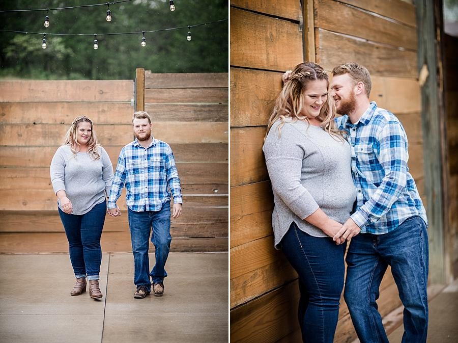 Blue plaid at this The Stables at Strawberry Creek Engagement Session by Knoxville Wedding Photographer, Amanda May Photos.