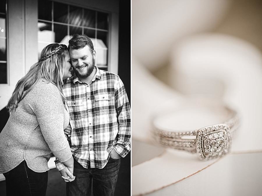 Engagement ring at this The Stables at Strawberry Creek Engagement Session by Knoxville Wedding Photographer, Amanda May Photos.