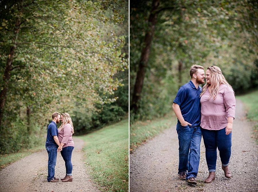 Pink shirt at this The Stables at Strawberry Creek Engagement Session by Knoxville Wedding Photographer, Amanda May Photos.