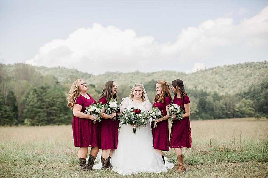 Mountain background at this Cades Cove wedding by Knoxville Wedding Photographer, Amanda May Photos.