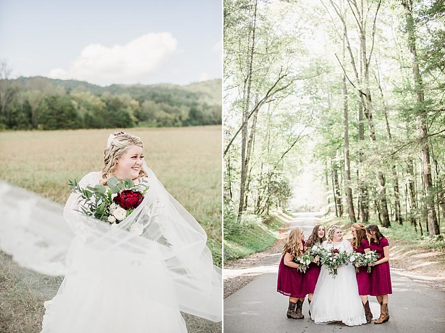 Just the bride at this Cades Cove wedding by Knoxville Wedding Photographer, Amanda May Photos.