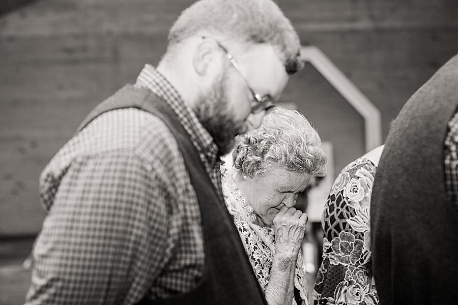 Prayer at this Cades Cove wedding by Knoxville Wedding Photographer, Amanda May Photos.
