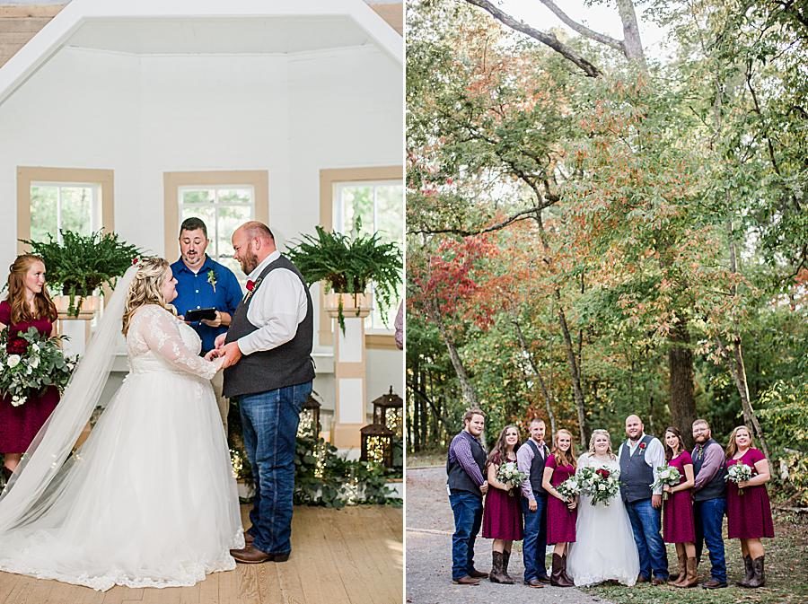 Exchanging rings at this Cades Cove wedding by Knoxville Wedding Photographer, Amanda May Photos.