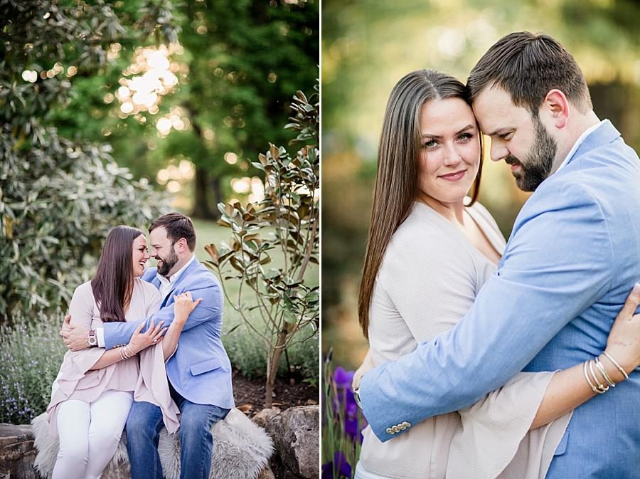 Cuddled in beside her at this Knoxville Botanical Engagement session by Knoxville Wedding Photographer, Amanda May Photos.