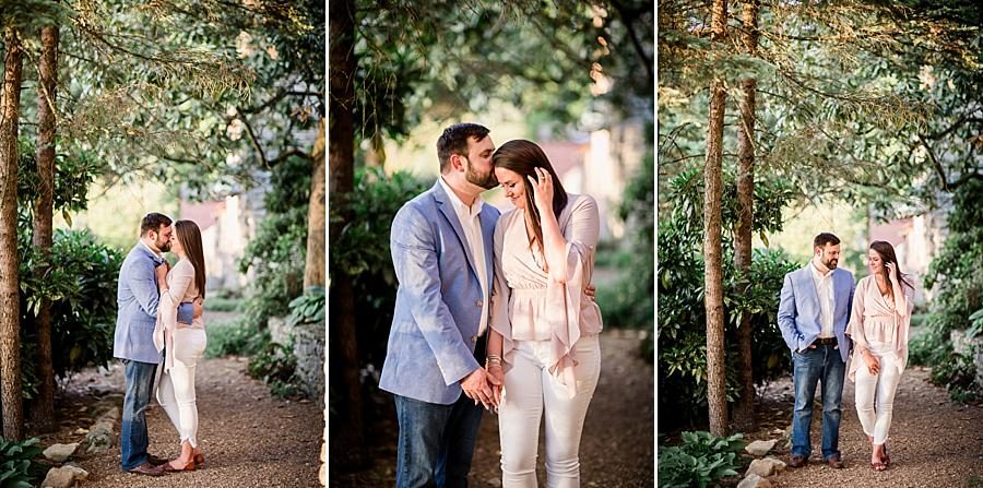 Forehead kissing at this Knoxville Botanical Engagement session by Knoxville Wedding Photographer, Amanda May Photos.