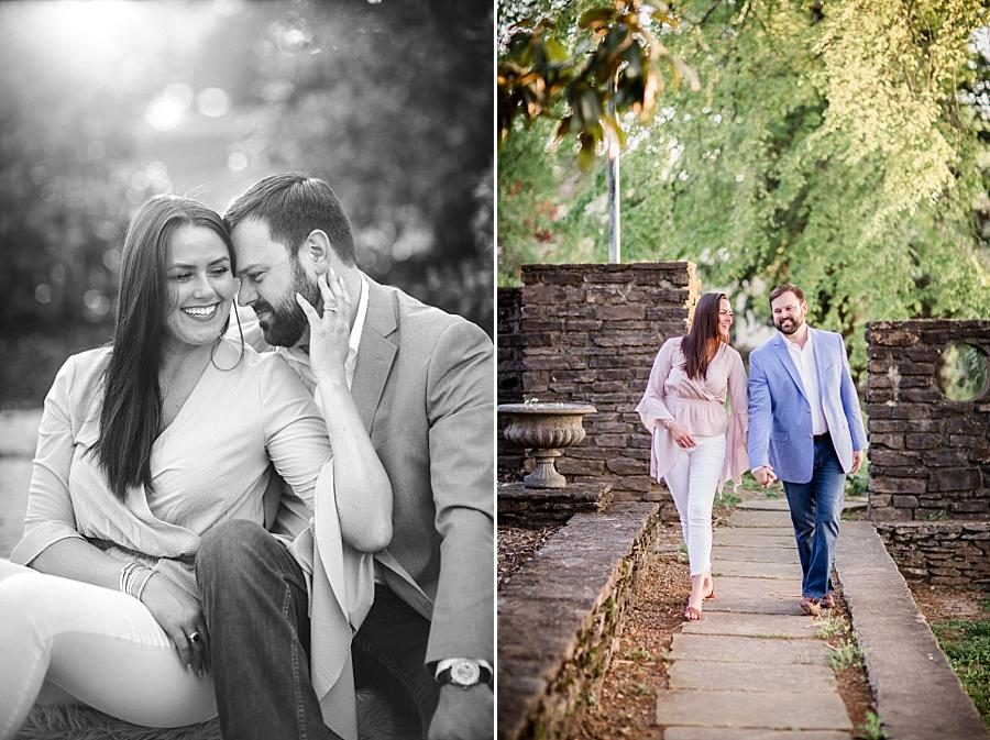 Walking the stone walkway at this Knoxville Botanical Engagement session by Knoxville Wedding Photographer, Amanda May Photos.