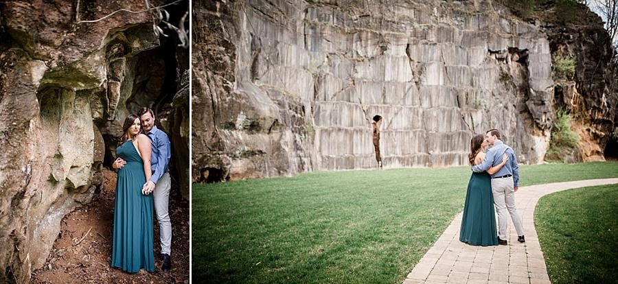 Walking on pathway at this Knoxville engagement session at The Quarry by Knoxville Wedding Photographer, Amanda May Photos.