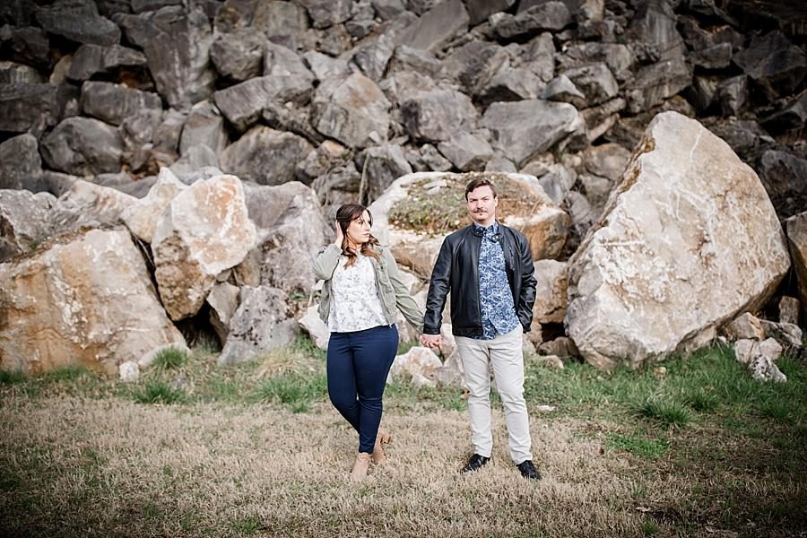 Her hand in her hair at this Knoxville engagement session at The Quarry by Knoxville Wedding Photographer, Amanda May Photos.