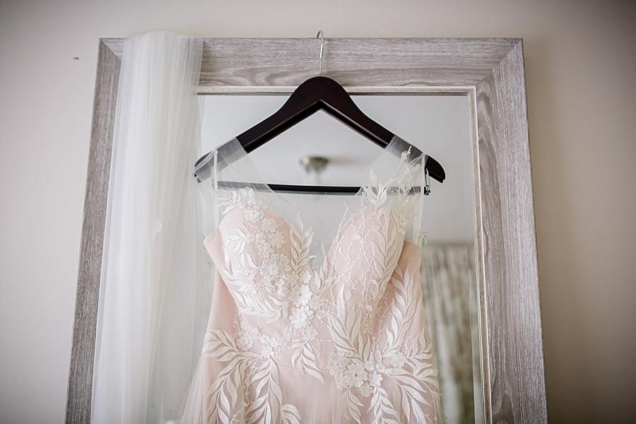 Blush and lace wedding dress at this The Quarry wedding by Knoxville Wedding Photographer, Amanda May Photos.