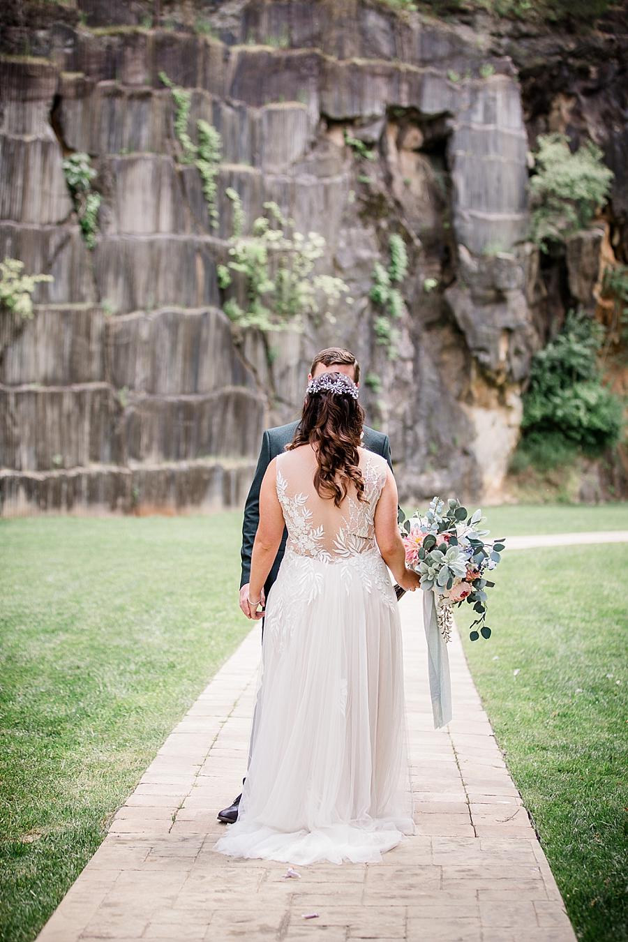 The bride from behind at this The Quarry wedding by Knoxville Wedding Photographer, Amanda May Photos.