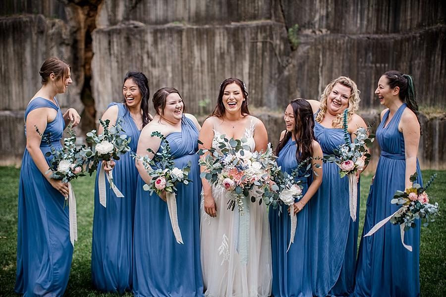 Bridesmaids laughing at this The Quarry wedding by Knoxville Wedding Photographer, Amanda May Photos.