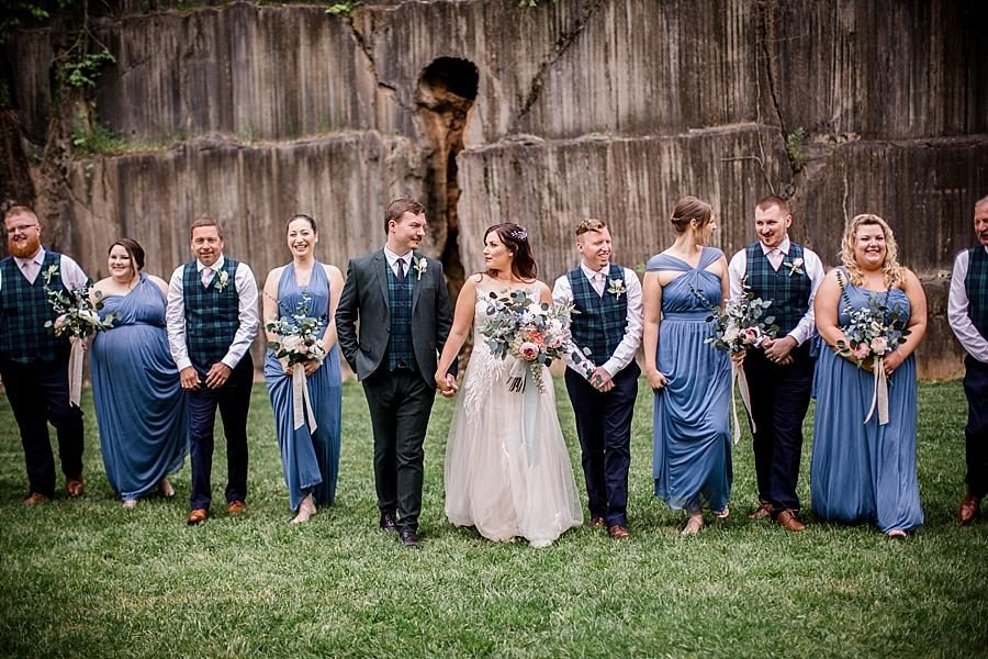 Bridal party intermingled at this The Quarry wedding by Knoxville Wedding Photographer, Amanda May Photos.