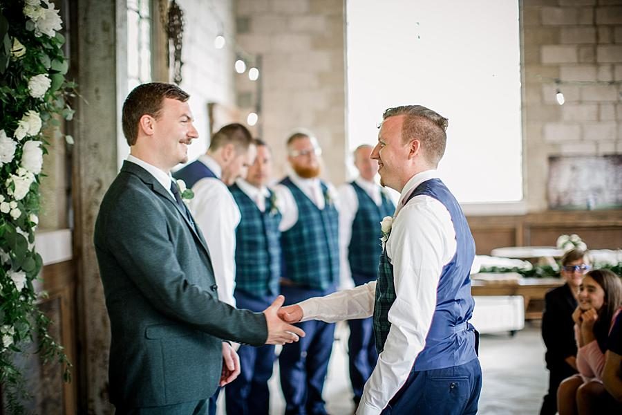 Shaking hands at this The Quarry wedding by Knoxville Wedding Photographer, Amanda May Photos.