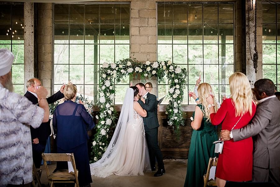 You may kiss the bride at this The Quarry wedding by Knoxville Wedding Photographer, Amanda May Photos.