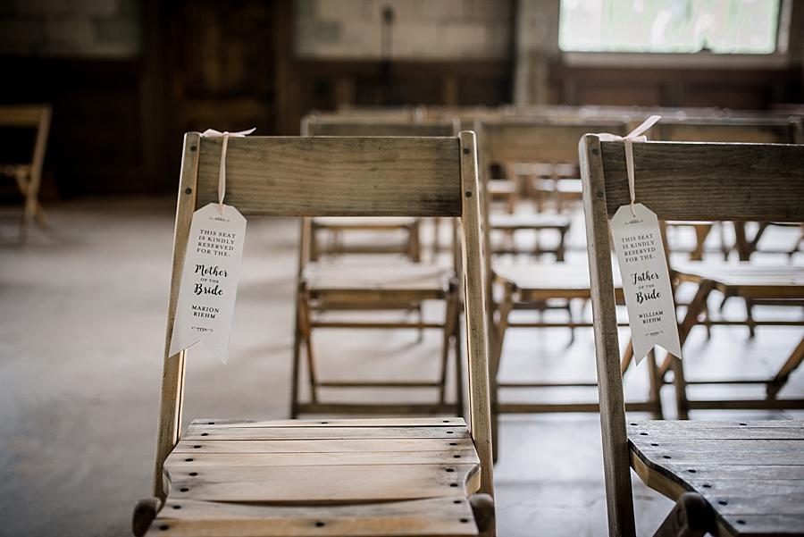 Reserved seating at this The Quarry wedding by Knoxville Wedding Photographer, Amanda May Photos.