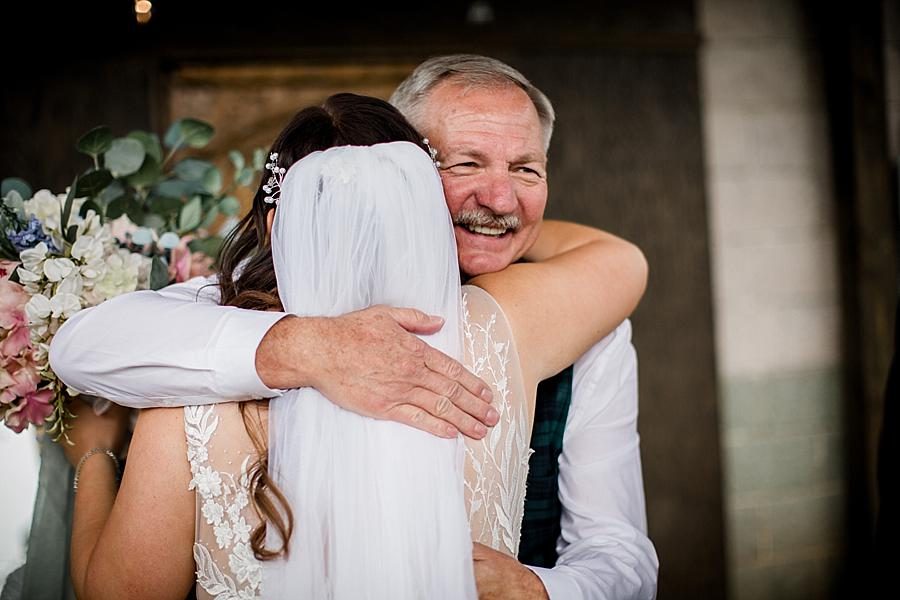 Bride hugging her father at this The Quarry wedding by Knoxville Wedding Photographer, Amanda May Photos.