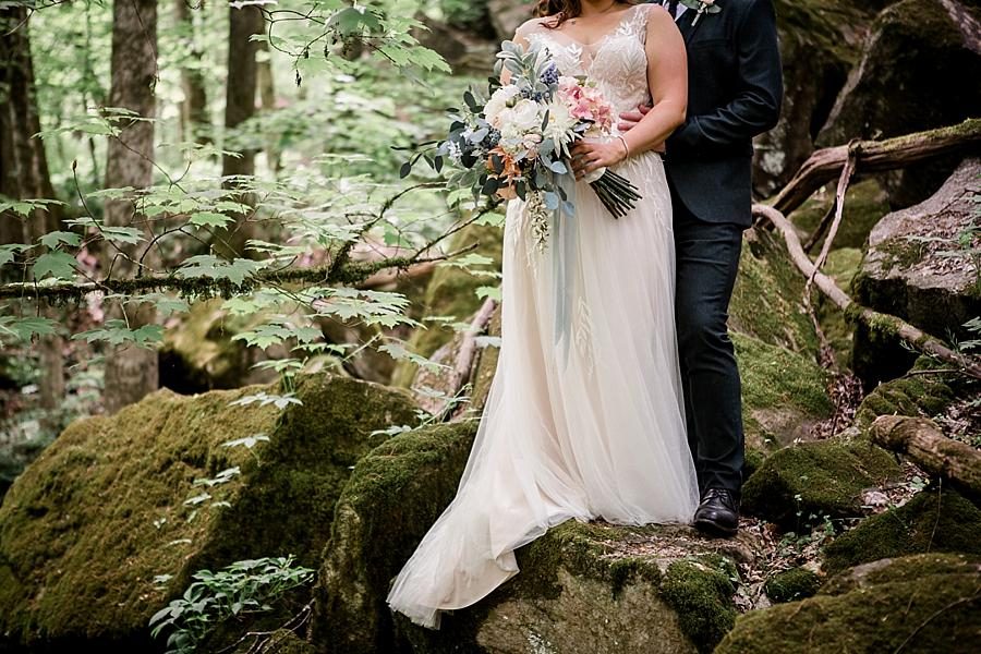 Together on the rocks at this The Quarry wedding by Knoxville Wedding Photographer, Amanda May Photos.